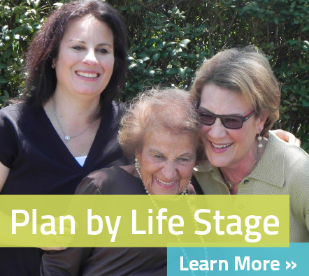 Photo of three women smiling. Link to Life Stage Gift Planner.